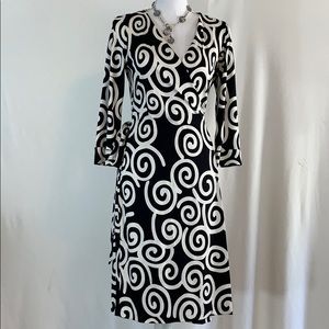 DVF Wrap Dress w/ Black & White Swirls in. 8.